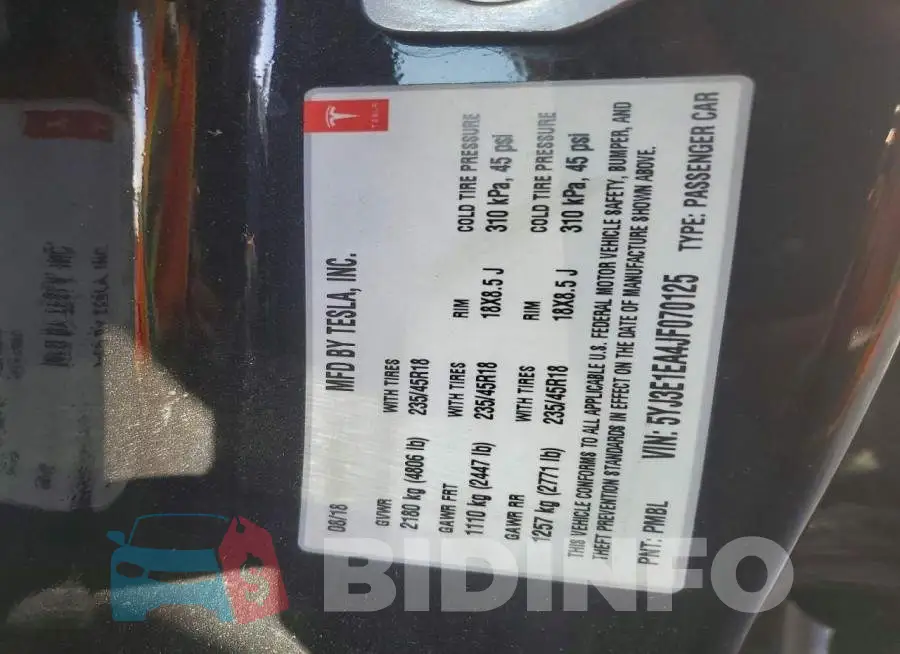 5YJ3E1EA4JF070125 Photo# 12
