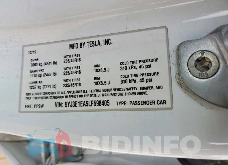 5YJ3E1EA5LF598405 Photo# 13