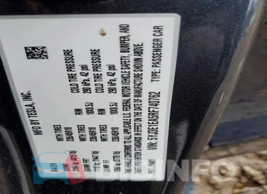 5YJ3E1EA5RF740762 Photo# 13