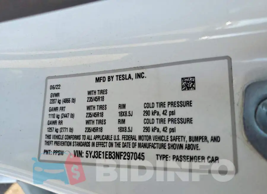 5YJ3E1EB3NF297045 Photo# 12