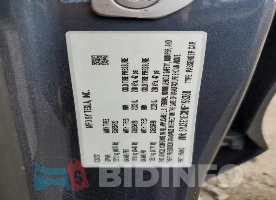5YJ3E1EC8NF198388 Photo# 13