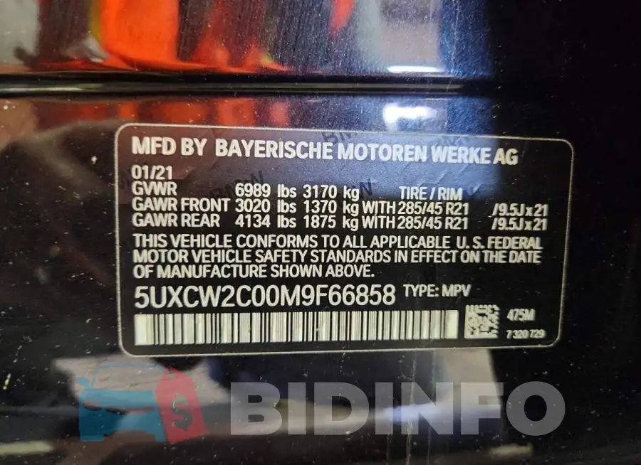 5UXCW2C00M9F66858 Photo# 14
