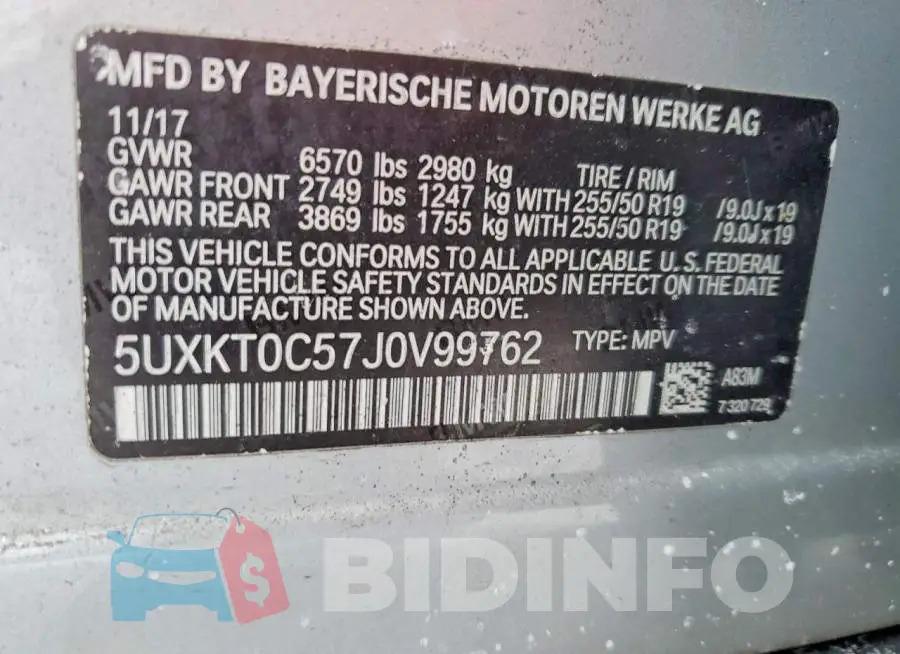 5UXKT0C57J0V99762 Photo# 13