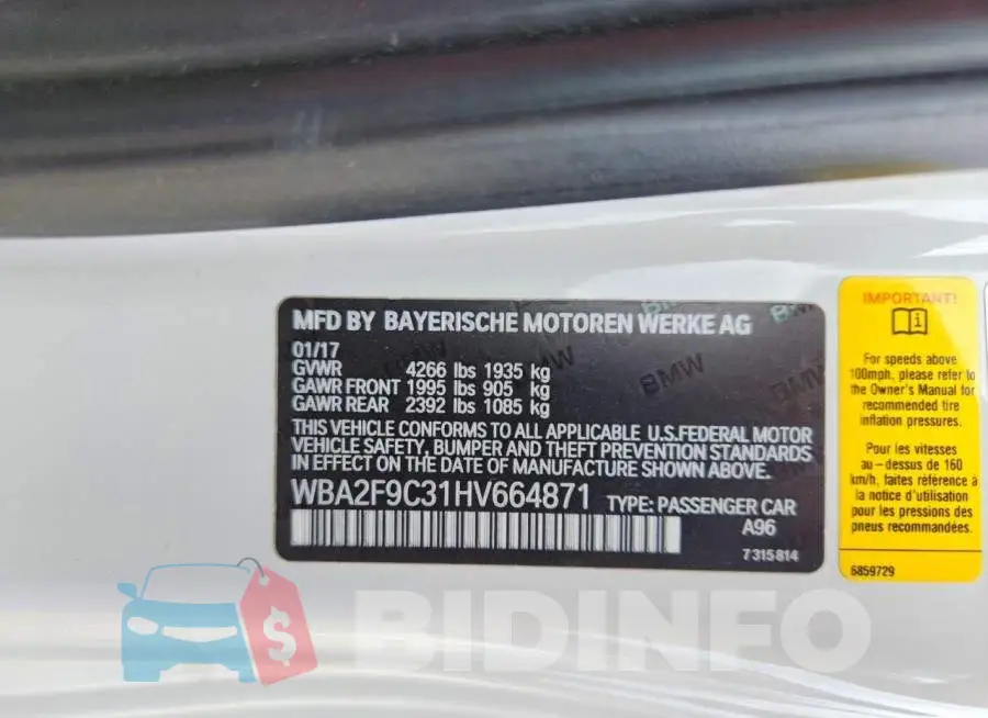 WBA2F9C31HV664871 Photo# 12