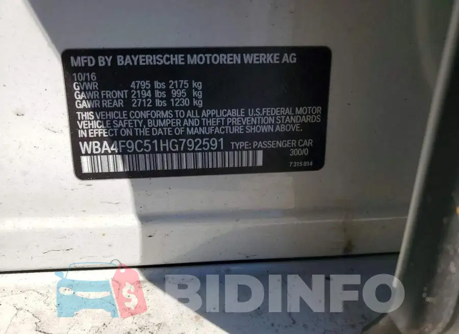 WBA4F9C51HG792591 Photo# 12