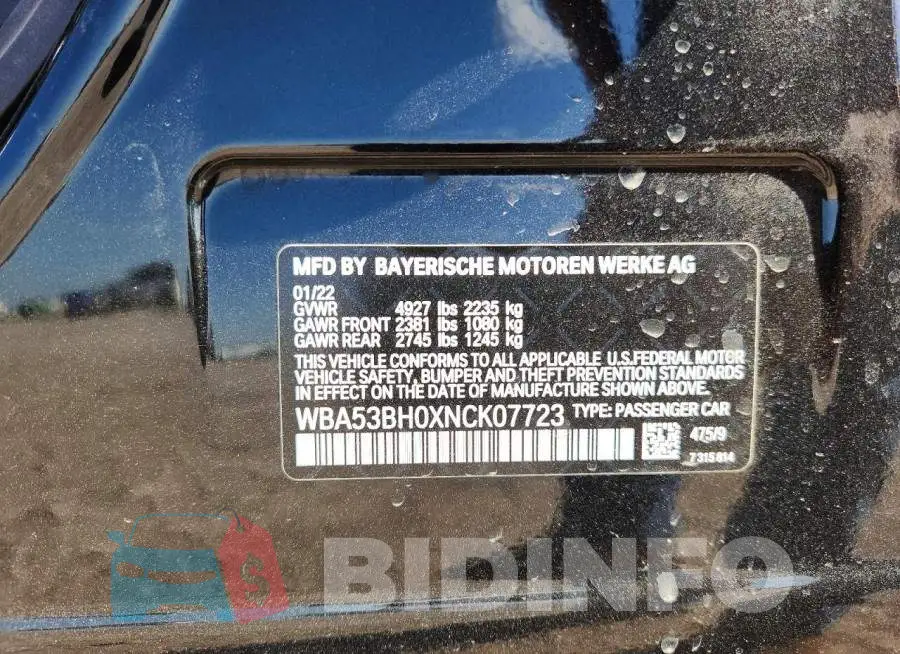 WBA53BH0XNCK07723 Photo# 13