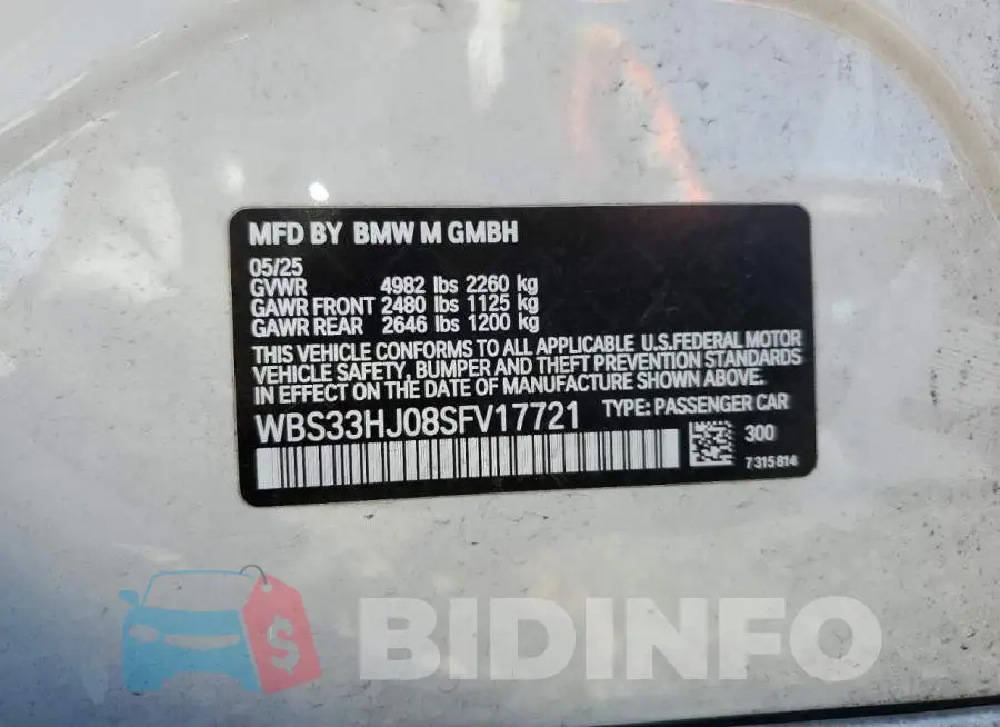 WBS33HJ08SFV17721 Photo# 12