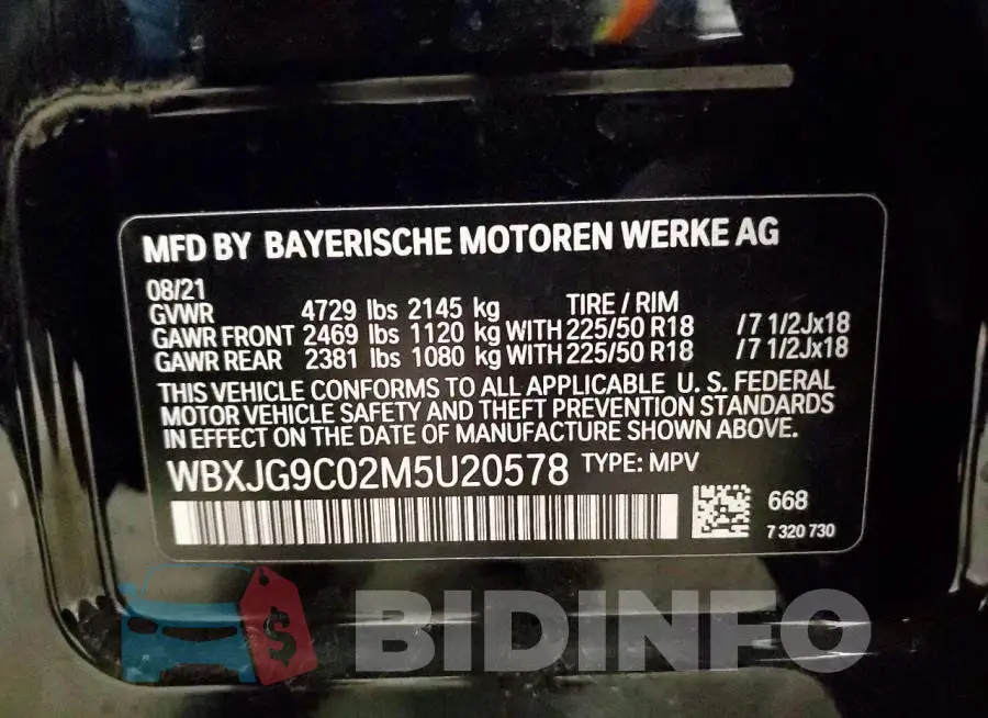WBXJG9C02M5U20578 Photo# 14
