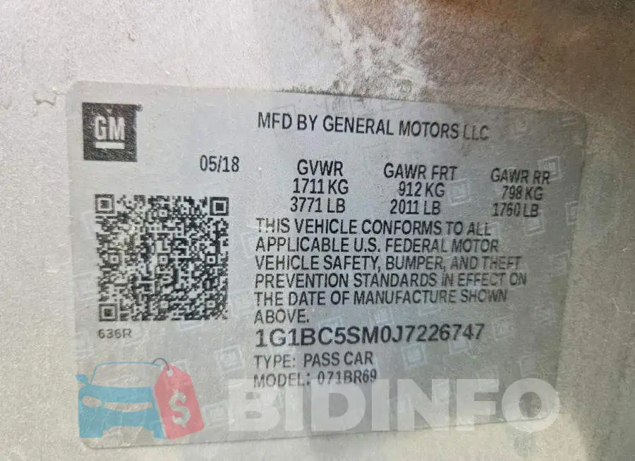 1G1BC5SM0J7226747 Photo# 13