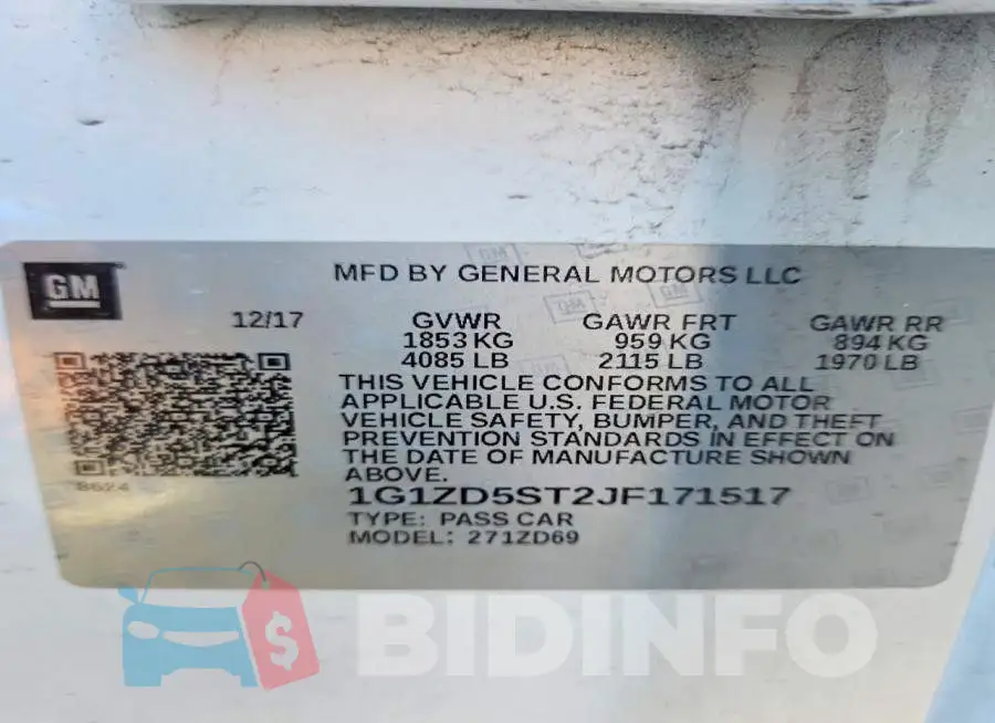 1G1ZD5ST2JF171517 Photo# 12