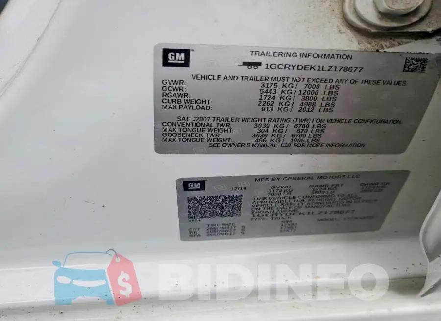 1GCRYDEK1LZ178677 Photo# 12