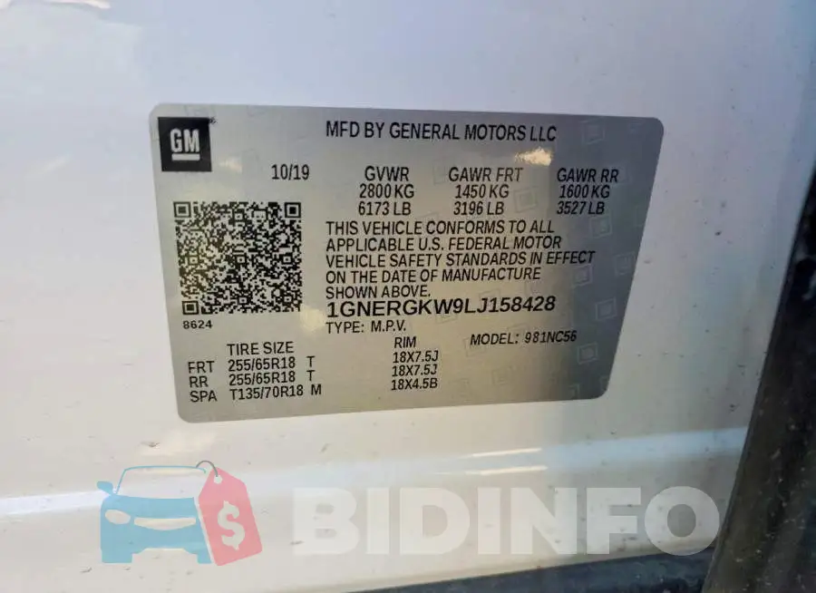 1GNERGKW9LJ158428 Photo# 13