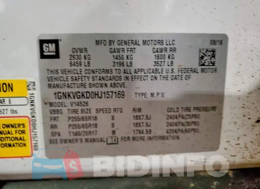 1GNKVGKD0HJ157169 Photo# 13