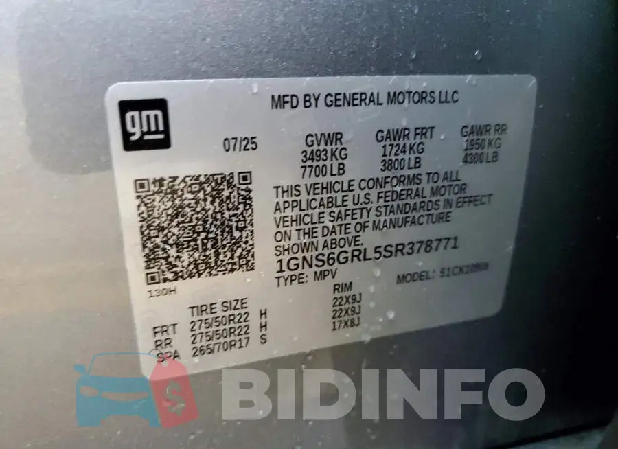 1GNS6GRL5SR378771 Photo# 13