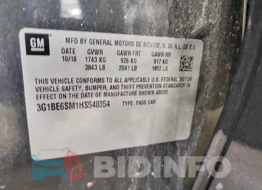 3G1BE6SM1HS540354 Photo# 12