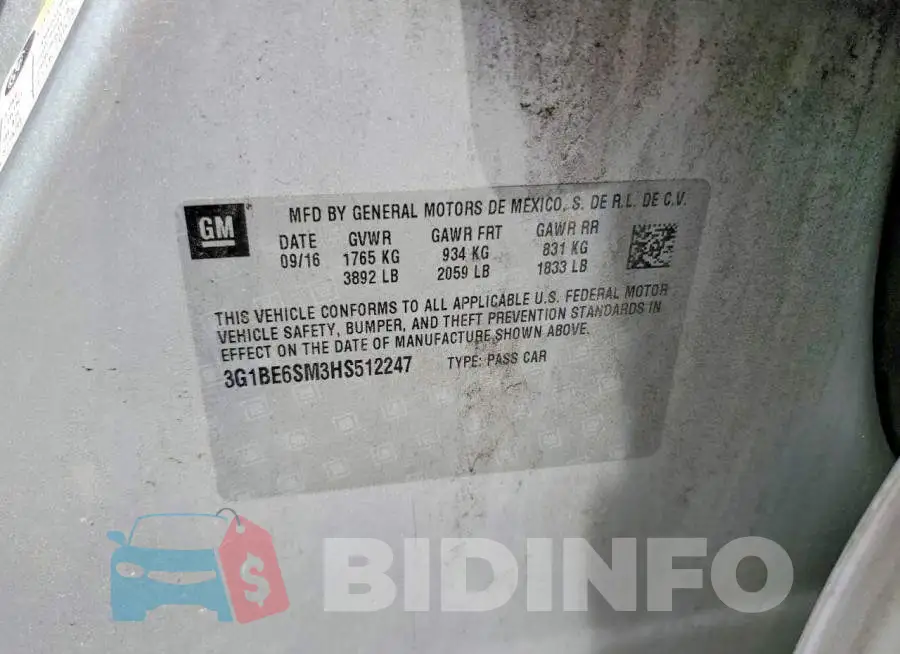 3G1BE6SM3HS512247 Photo# 12