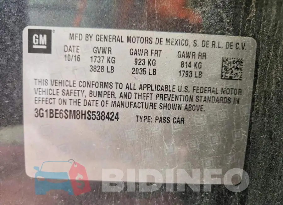 3G1BE6SM8HS538424 Photo# 12