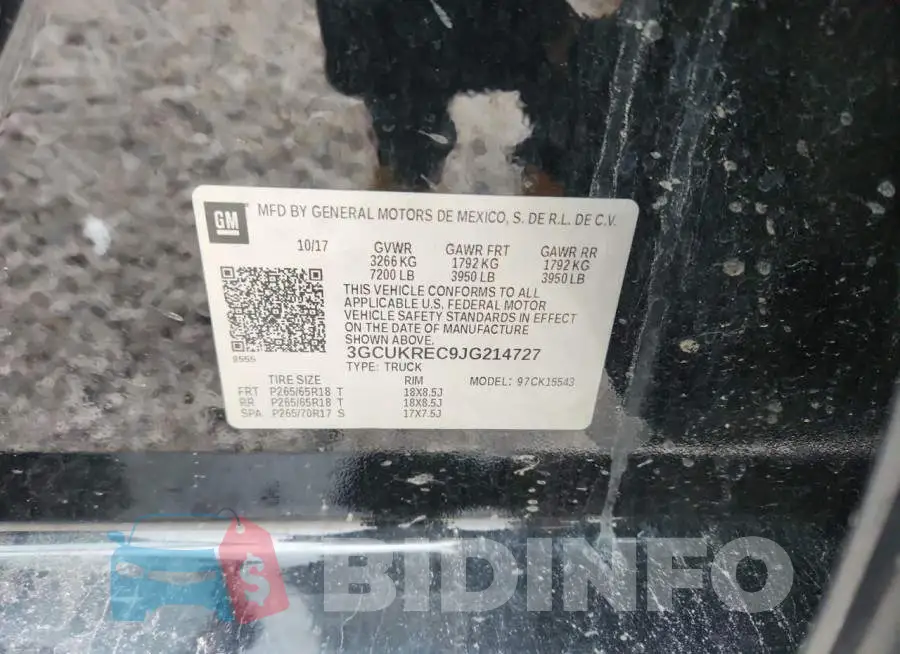 3GCUKREC9JG214727 Photo# 12