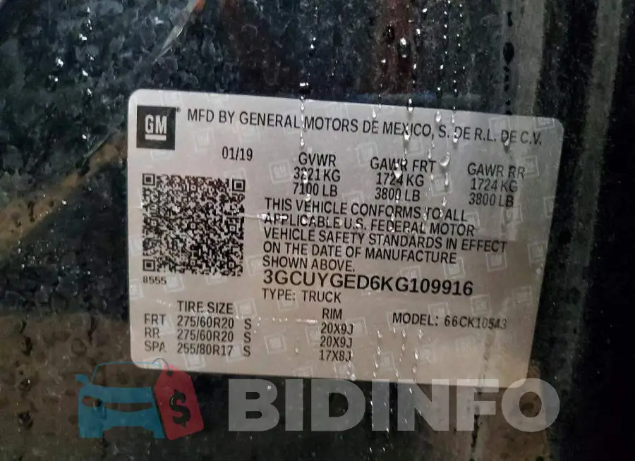 3GCUYGED6KG109916 Photo# 12