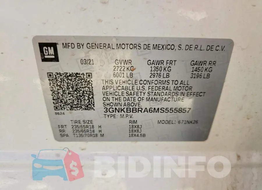 3GNKBBRA6MS555857 Photo# 13