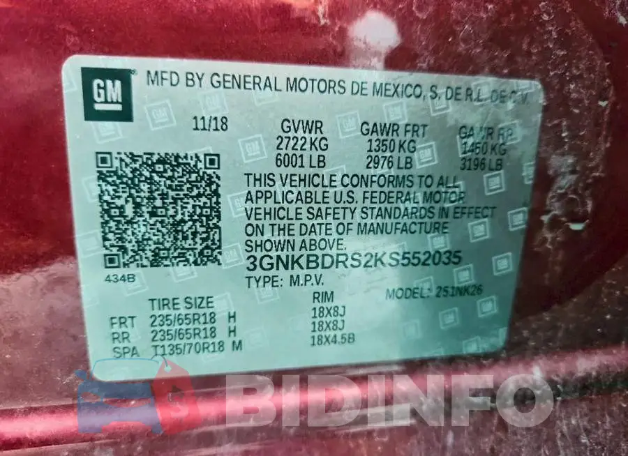 3GNKBDRS2KS552035 Photo# 13