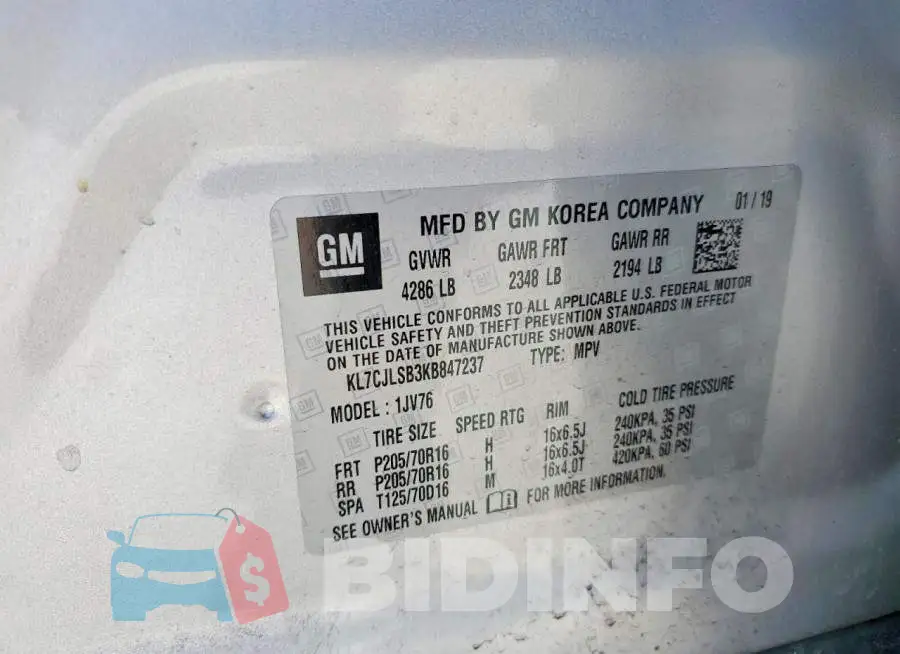 KL7CJLSB3KB847237 Photo# 13
