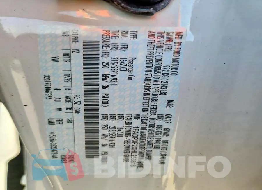1FADP3F2XHL253818 Photo# 12