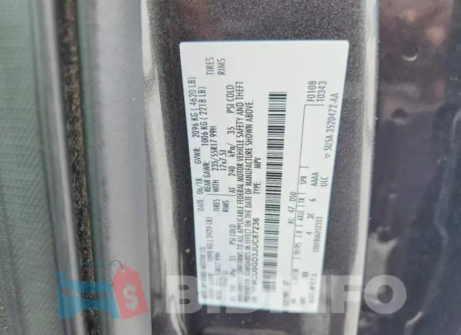 1FMCU0GD3JUC87236 Photo# 13