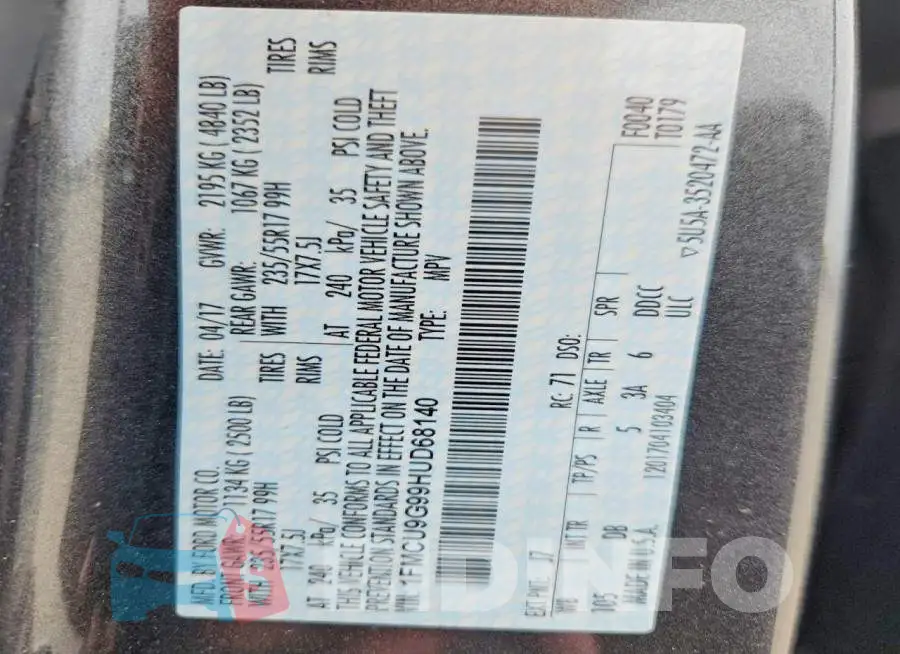1FMCU9G99HUD68140 Photo# 13