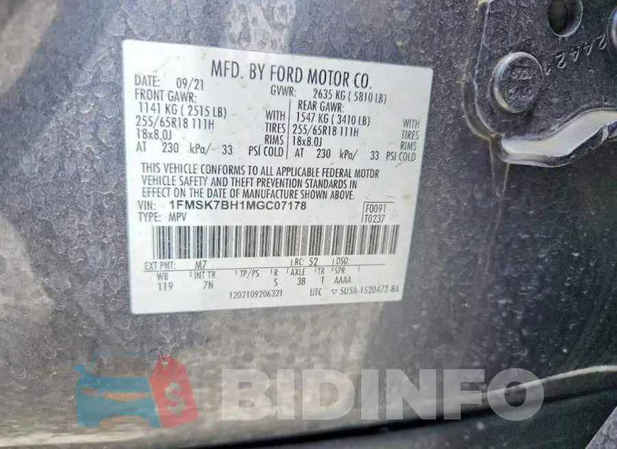 1FMSK7BH1MGC07178 Photo# 12