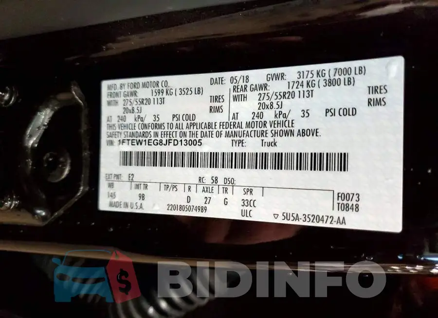 1FTEW1EG8JFD13005 Photo# 12