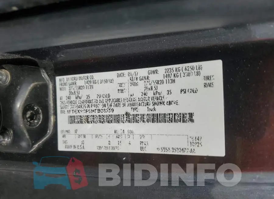 1FTEX1CP9HFB06259 Photo# 12