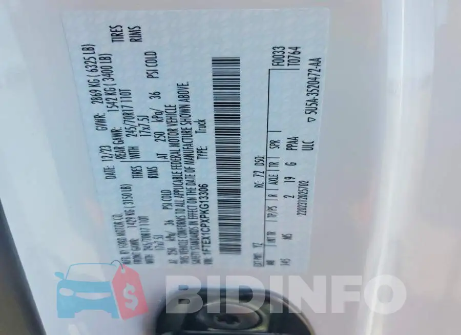 1FTEX1CPXPKG13306 Photo# 12