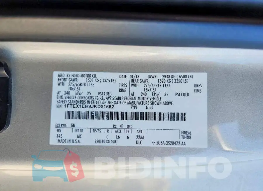 1FTEX1EB9JKD51562 Photo# 13