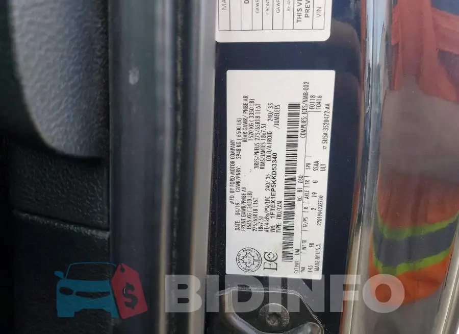 1FTEX1EP5KKD53340 Photo# 12