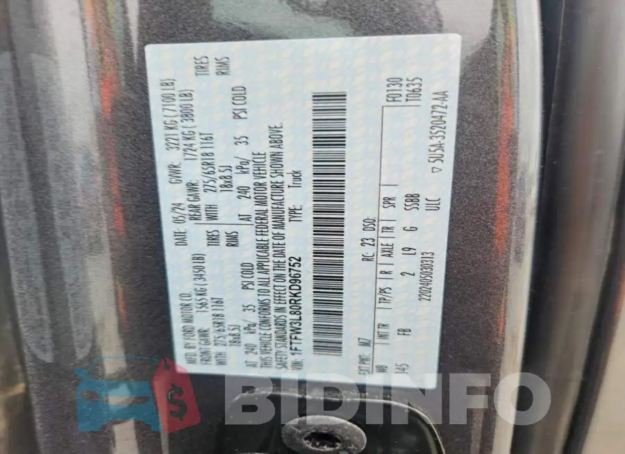 1FTFW3L80RKD96752 Photo# 12