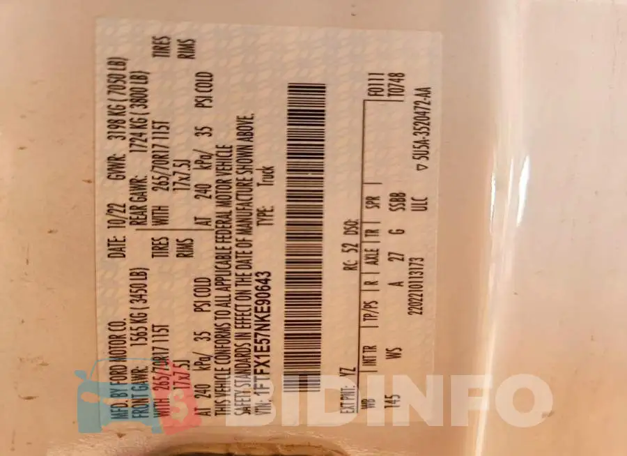 1FTFX1E57NKE90643 Photo# 12
