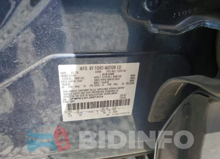 2FMPK3J91JBB74534 Photo# 13