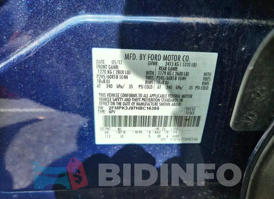 2FMPK3J97HBC16389 Photo# 12