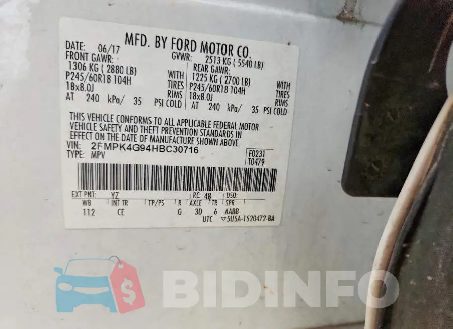 2FMPK4G94HBC30716 Photo# 13