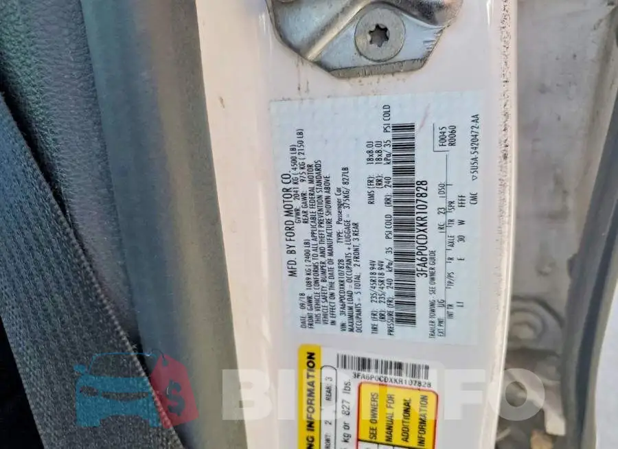 3FA6P0CDXKR107828 Photo# 12