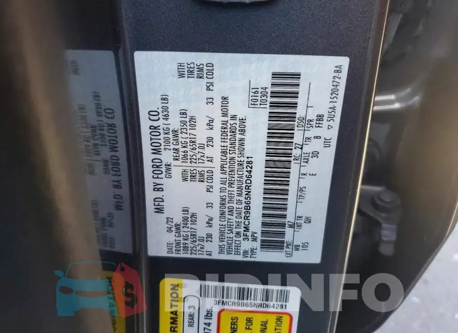 3FMCR9B65NRD64281 Photo# 13