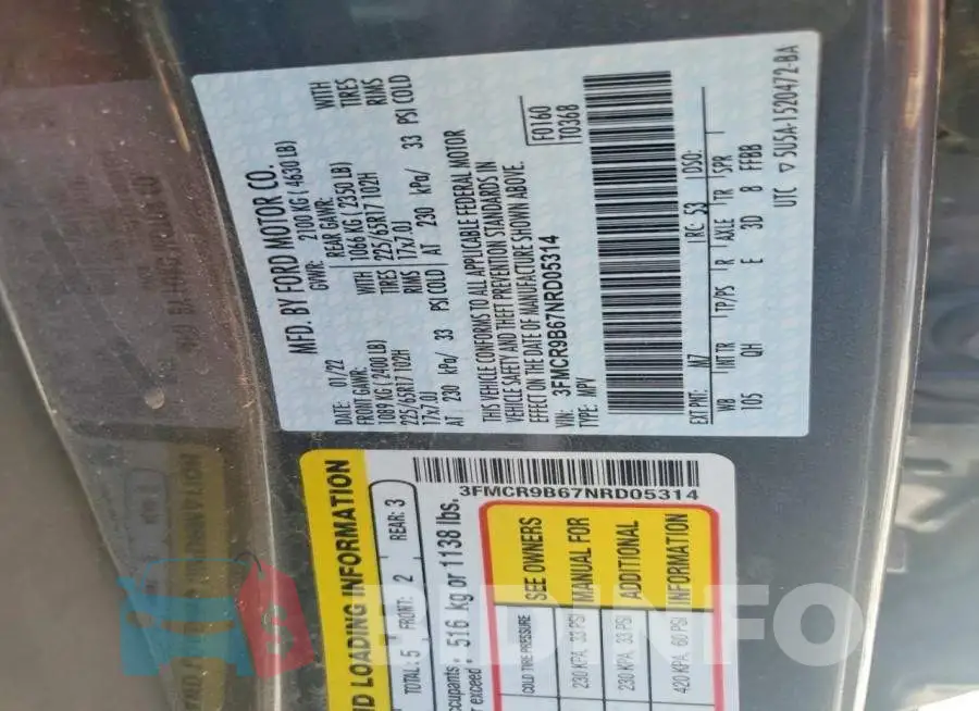 3FMCR9B67NRD05314 Photo# 12