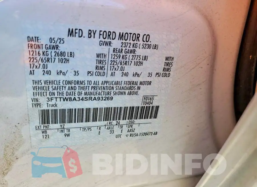 3FTTW8A34SRA93269 Photo# 13