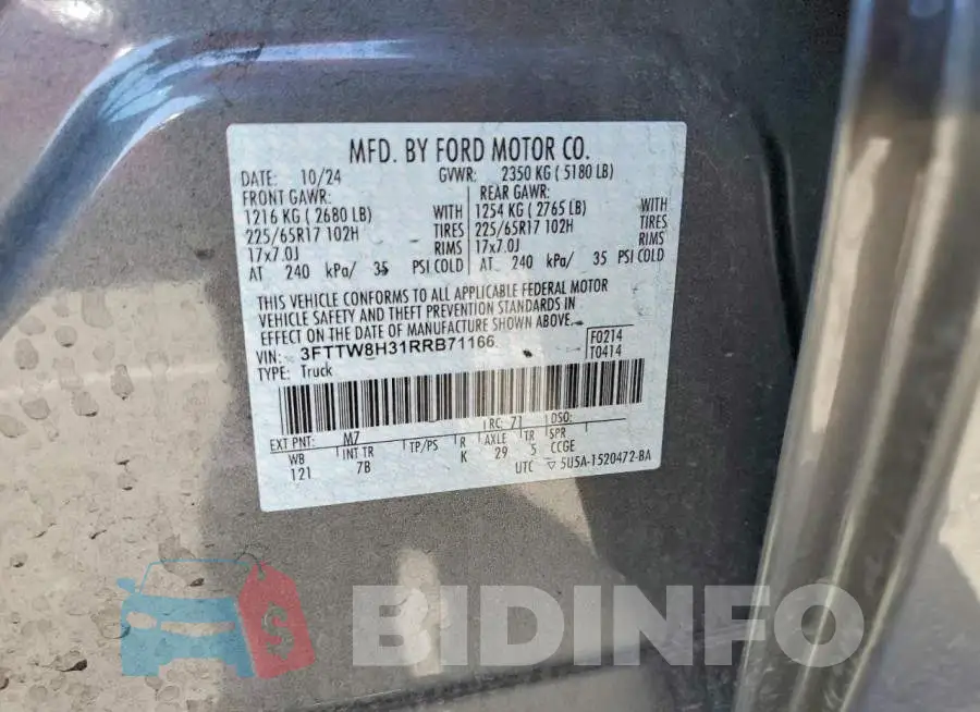 3FTTW8H31RRB71166 Photo# 12