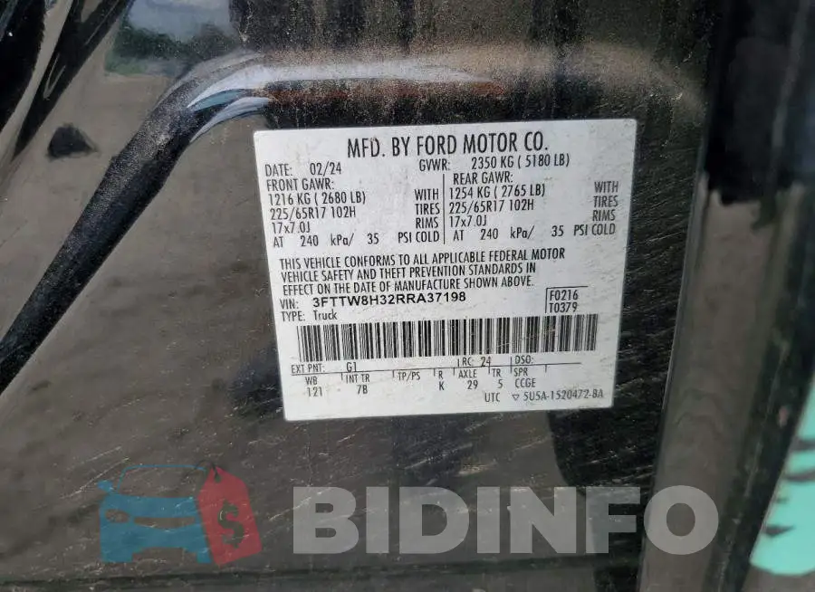 3FTTW8H32RRA37198 Photo# 13
