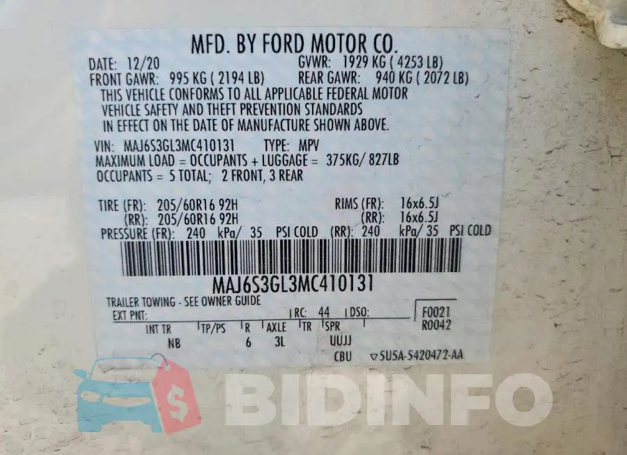 MAJ6S3GL3MC410131 Photo# 14