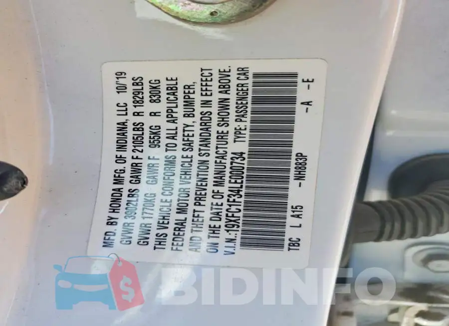 19XFC1F34LE000734 Photo# 12