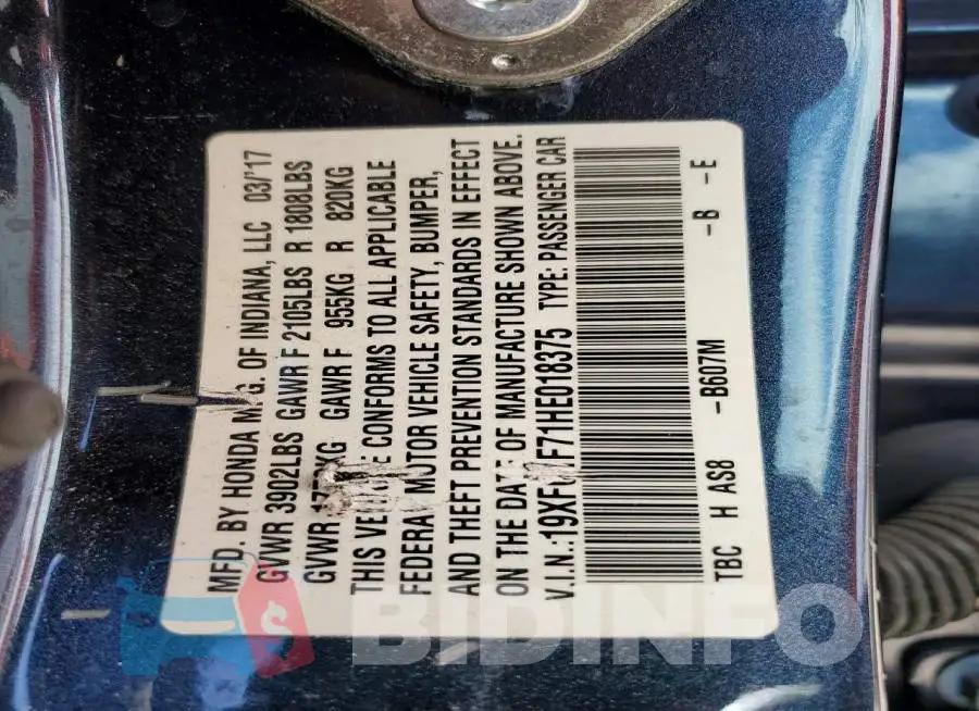 19XFC1F71HE018375 Photo# 12