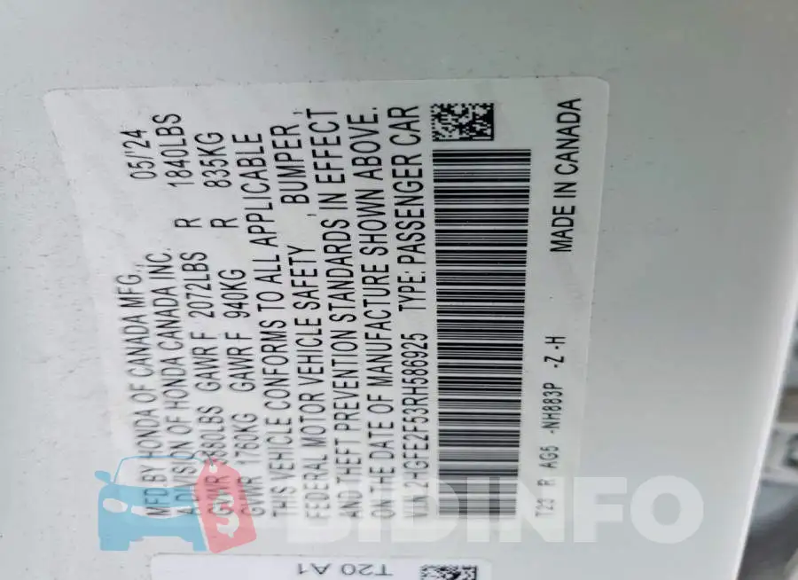 2HGFE2F53RH586925 Photo# 12